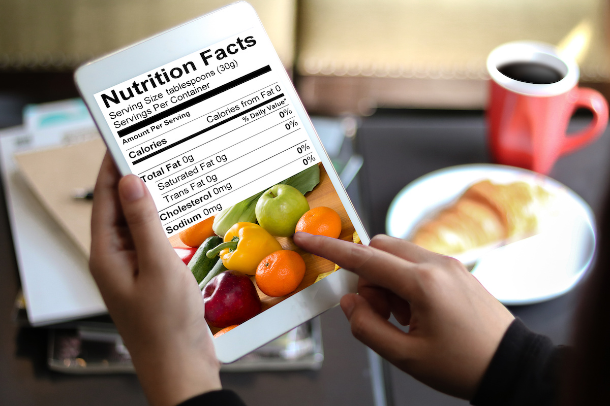 nutrition facts on a phone screen
